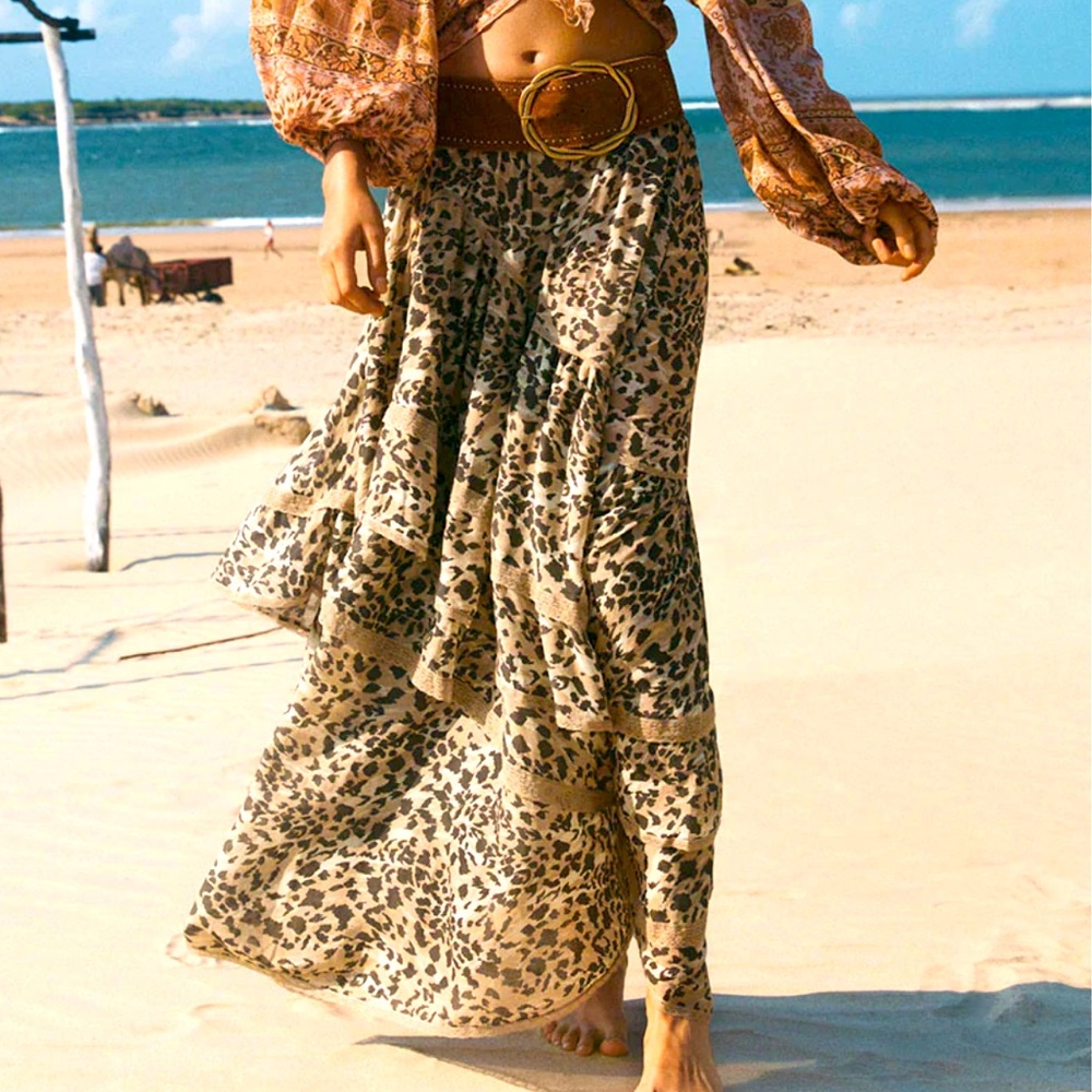 Spell Belle Mare Ruffle Maxi Skirt - Pepper